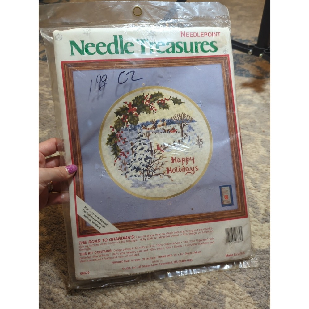 Vtg Needle Treasures Happy Holidays Christmas ROAD‎ TO GRANDMA'S